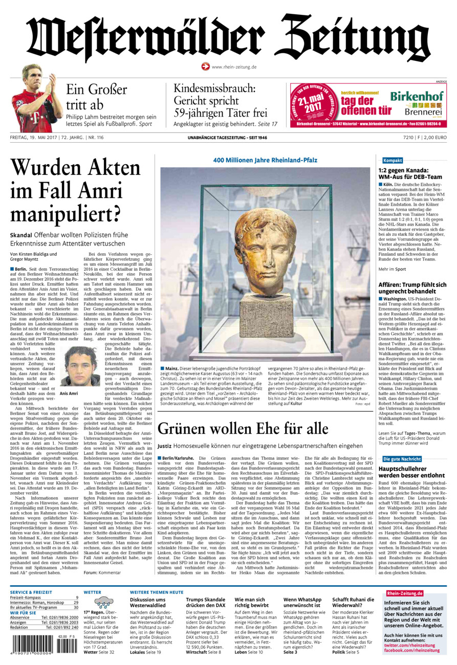 Westerwälder Zeitung vom Freitag, 19.05.2017