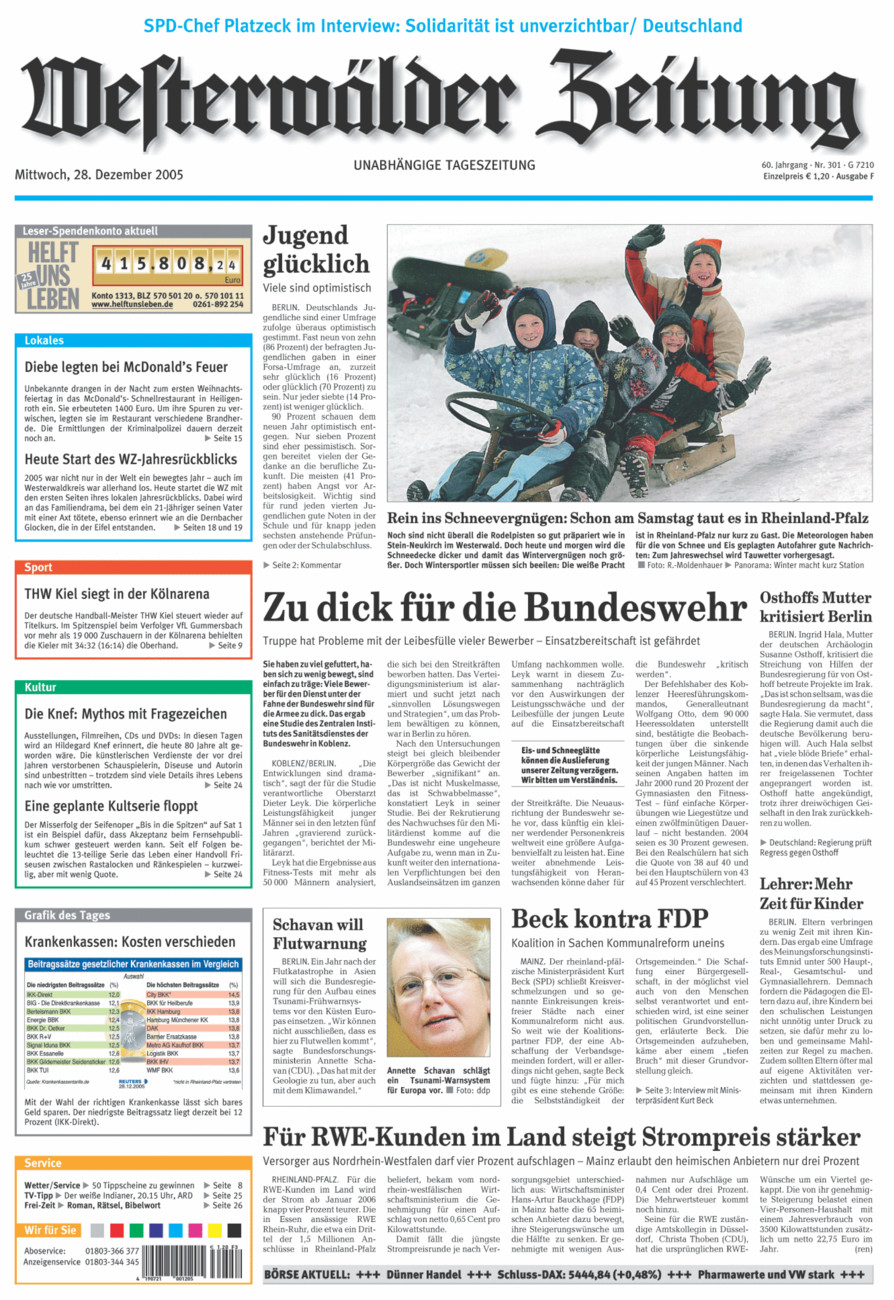 Westerwälder Zeitung vom Mittwoch, 28.12.2005