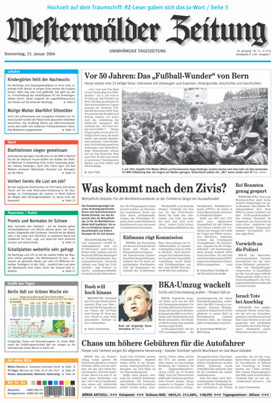 Westerwälder Zeitung vom Donnerstag, 15.01.2004