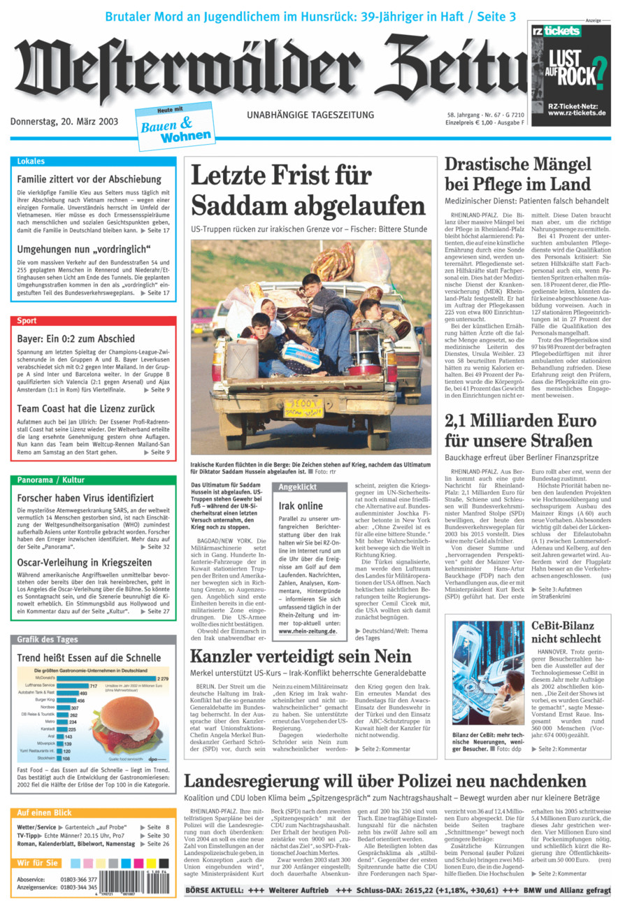 Westerwälder Zeitung vom Donnerstag, 20.03.2003