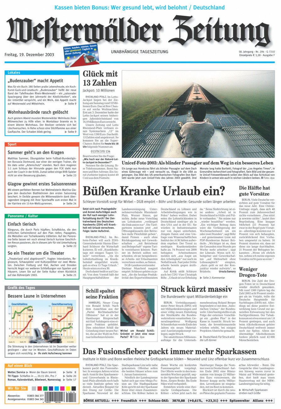 Westerwälder Zeitung vom Freitag, 19.12.2003