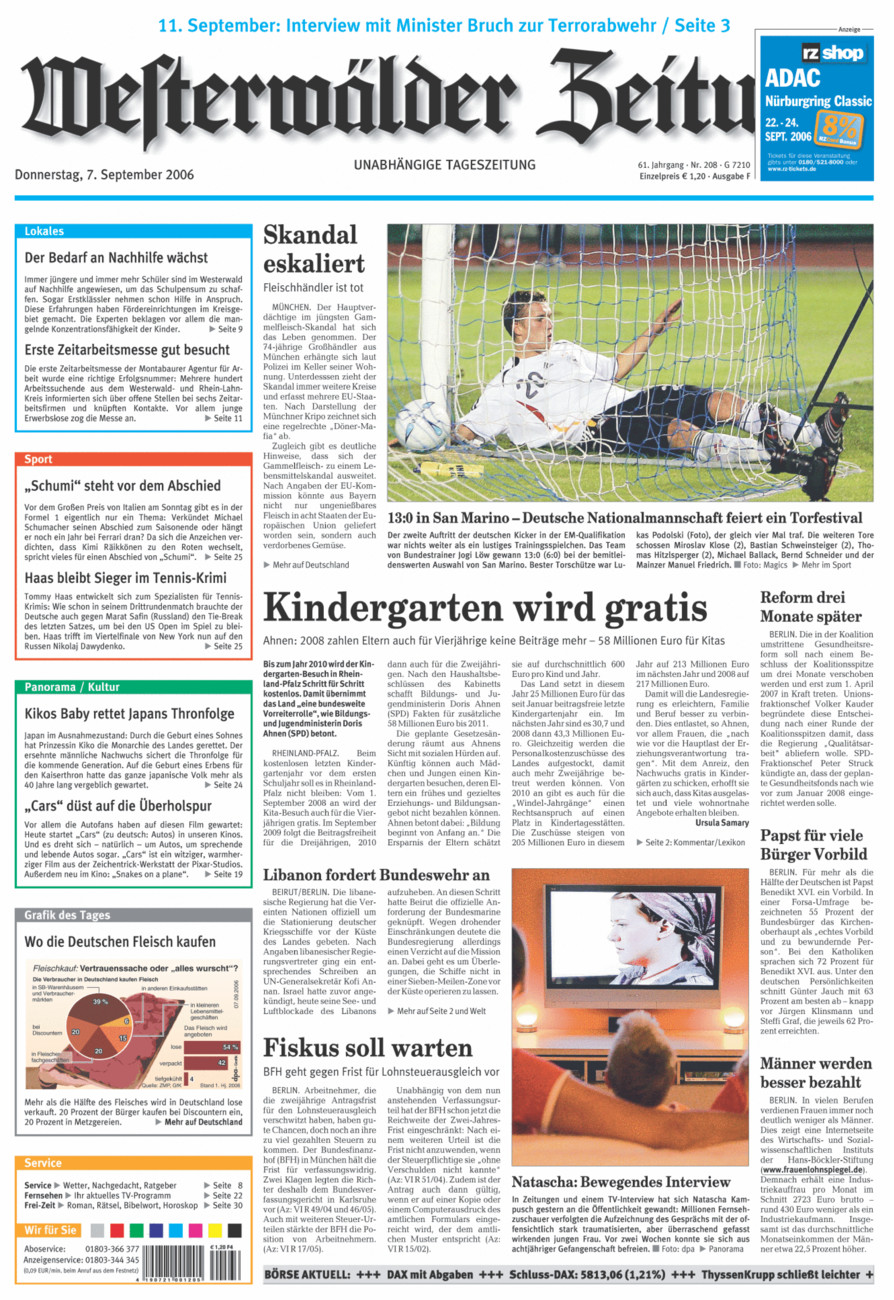 Westerwälder Zeitung vom Donnerstag, 07.09.2006