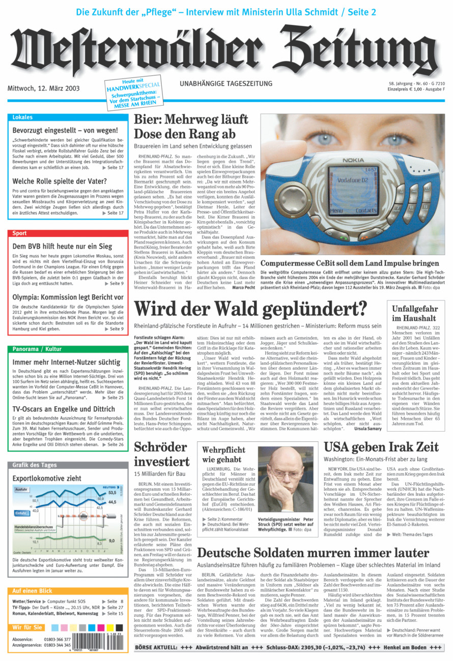 Westerwälder Zeitung vom Mittwoch, 12.03.2003