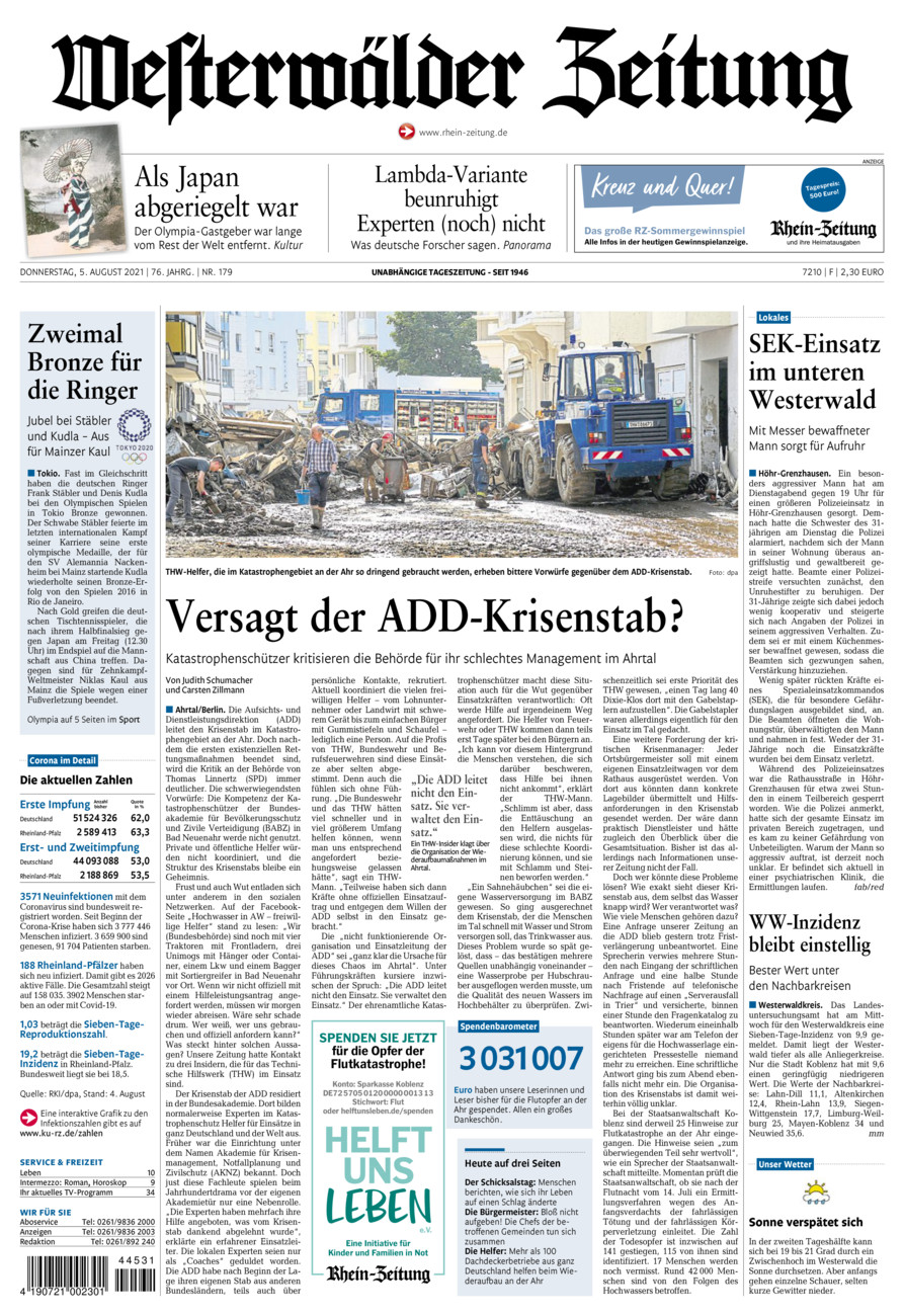 Westerwälder Zeitung vom Donnerstag, 05.08.2021
