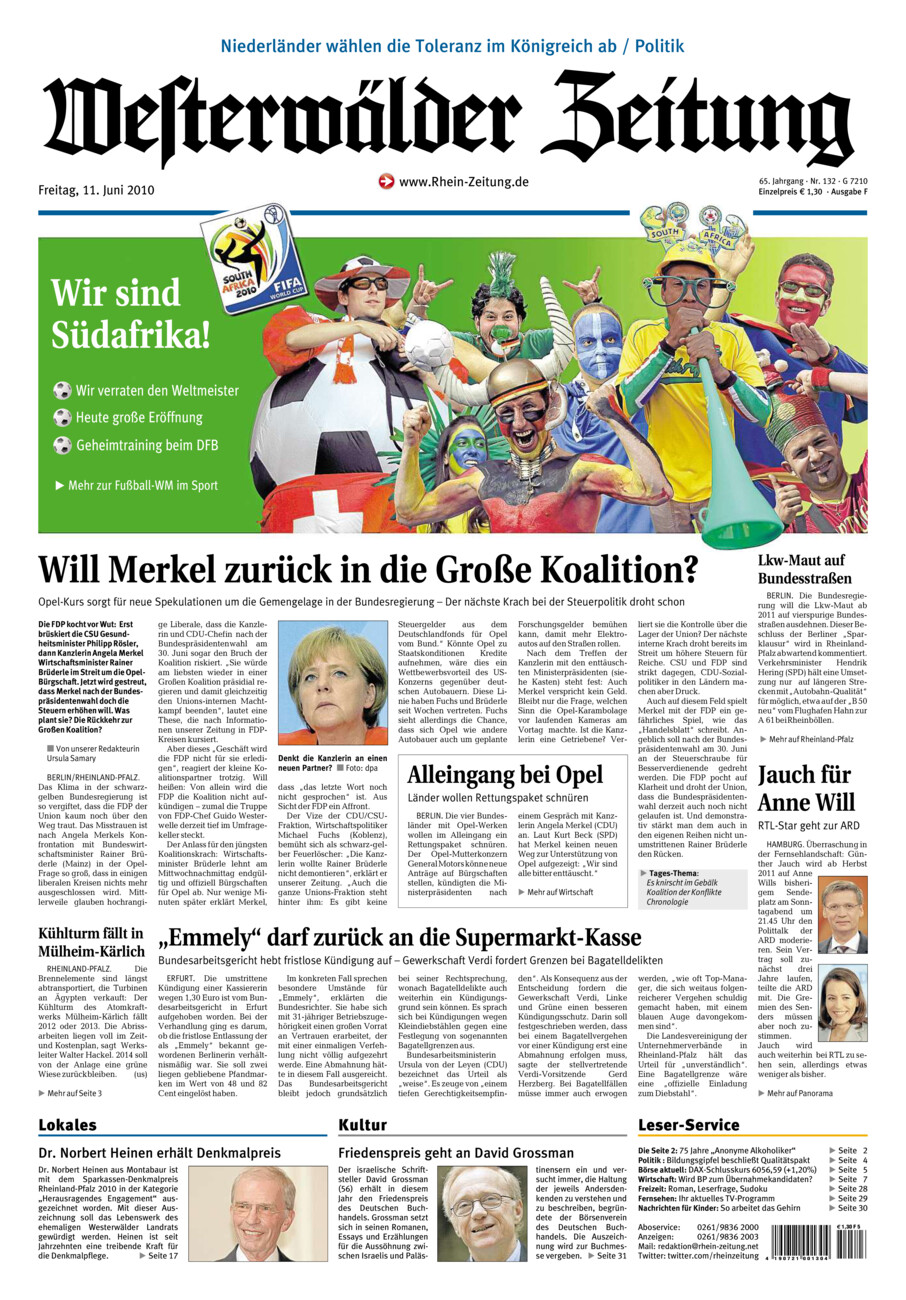 Westerwälder Zeitung vom Freitag, 11.06.2010