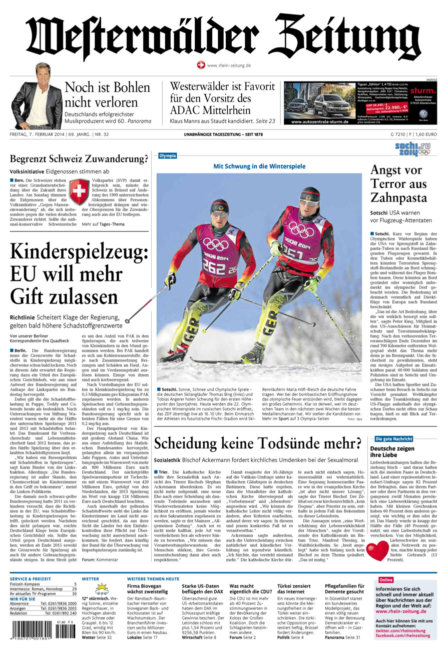 Westerwälder Zeitung vom Freitag, 07.02.2014