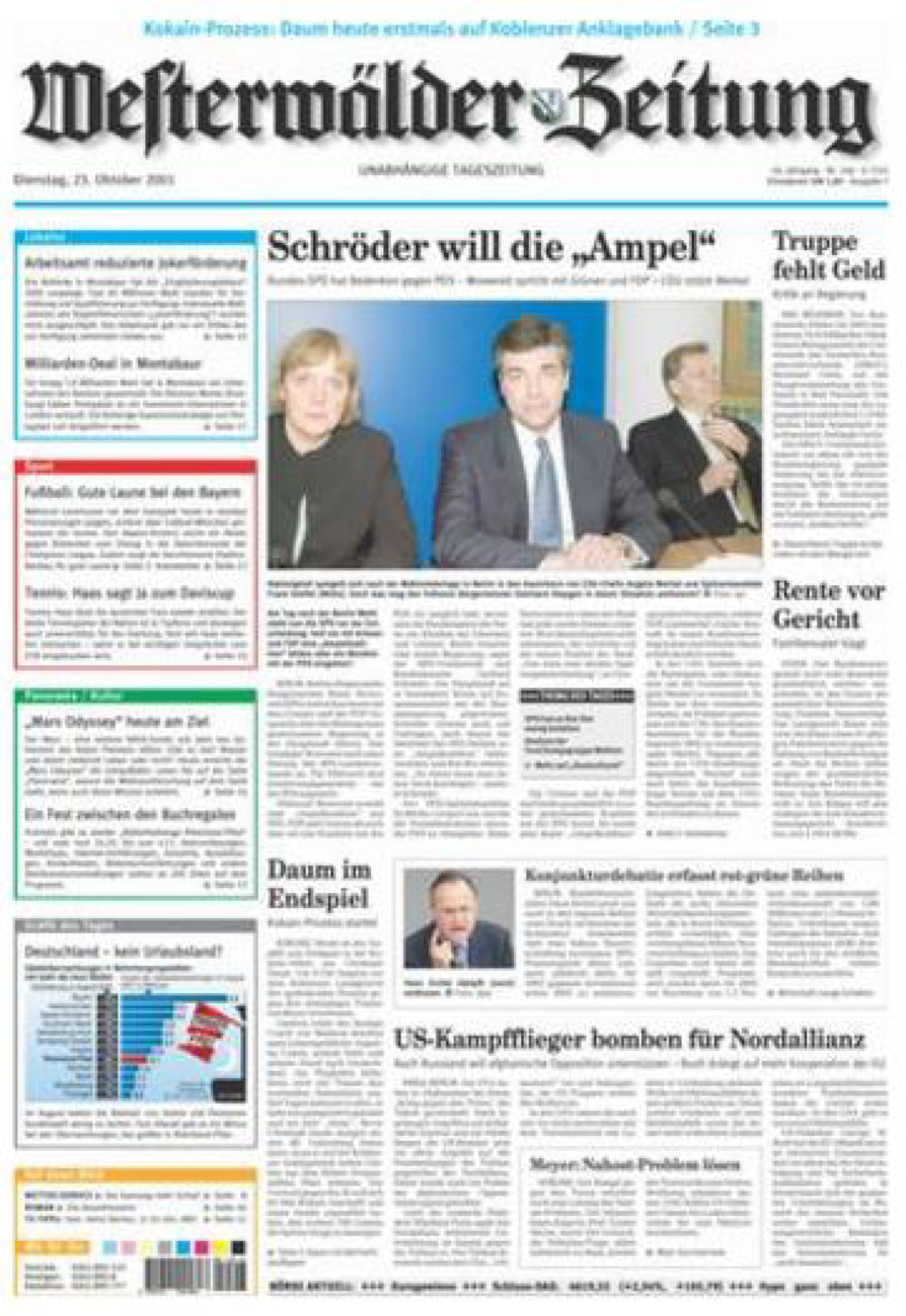 Westerwälder Zeitung vom Dienstag, 23.10.2001