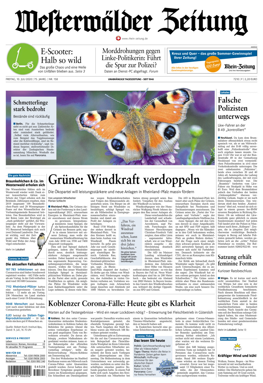 Westerwälder Zeitung vom Freitag, 10.07.2020