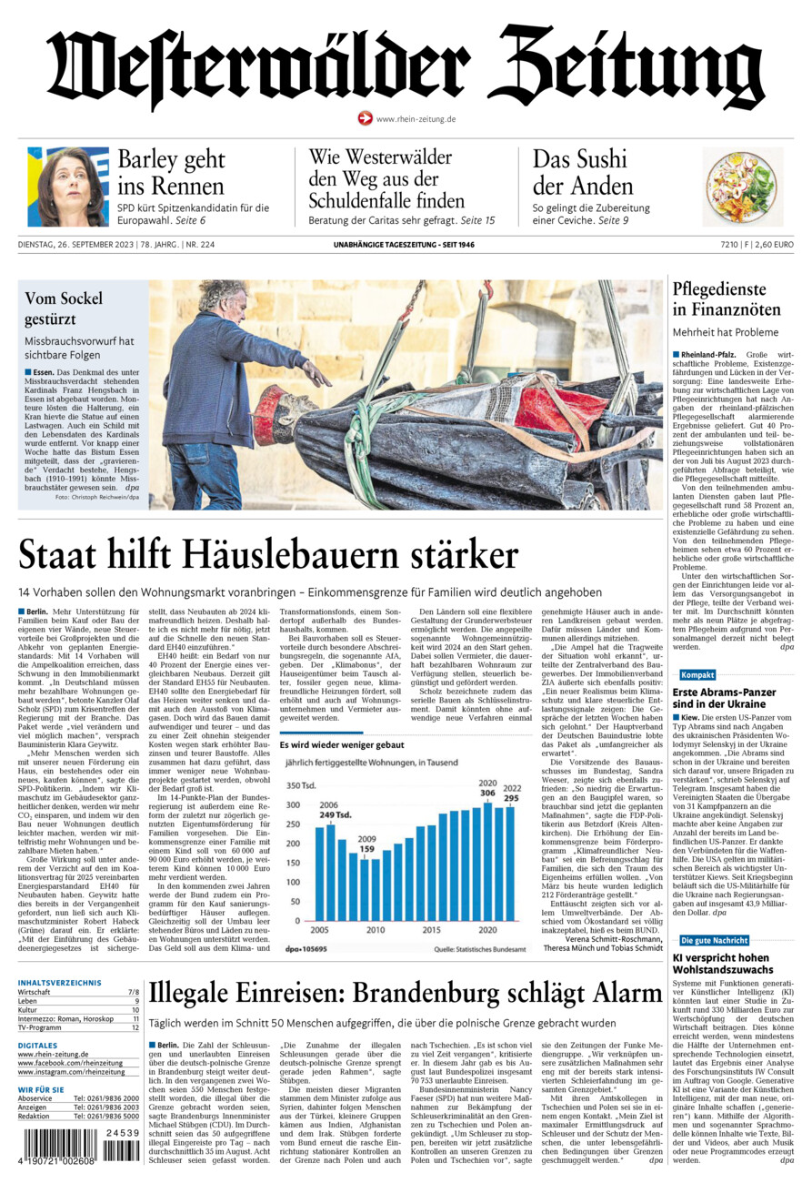 Westerwälder Zeitung vom Dienstag, 26.09.2023