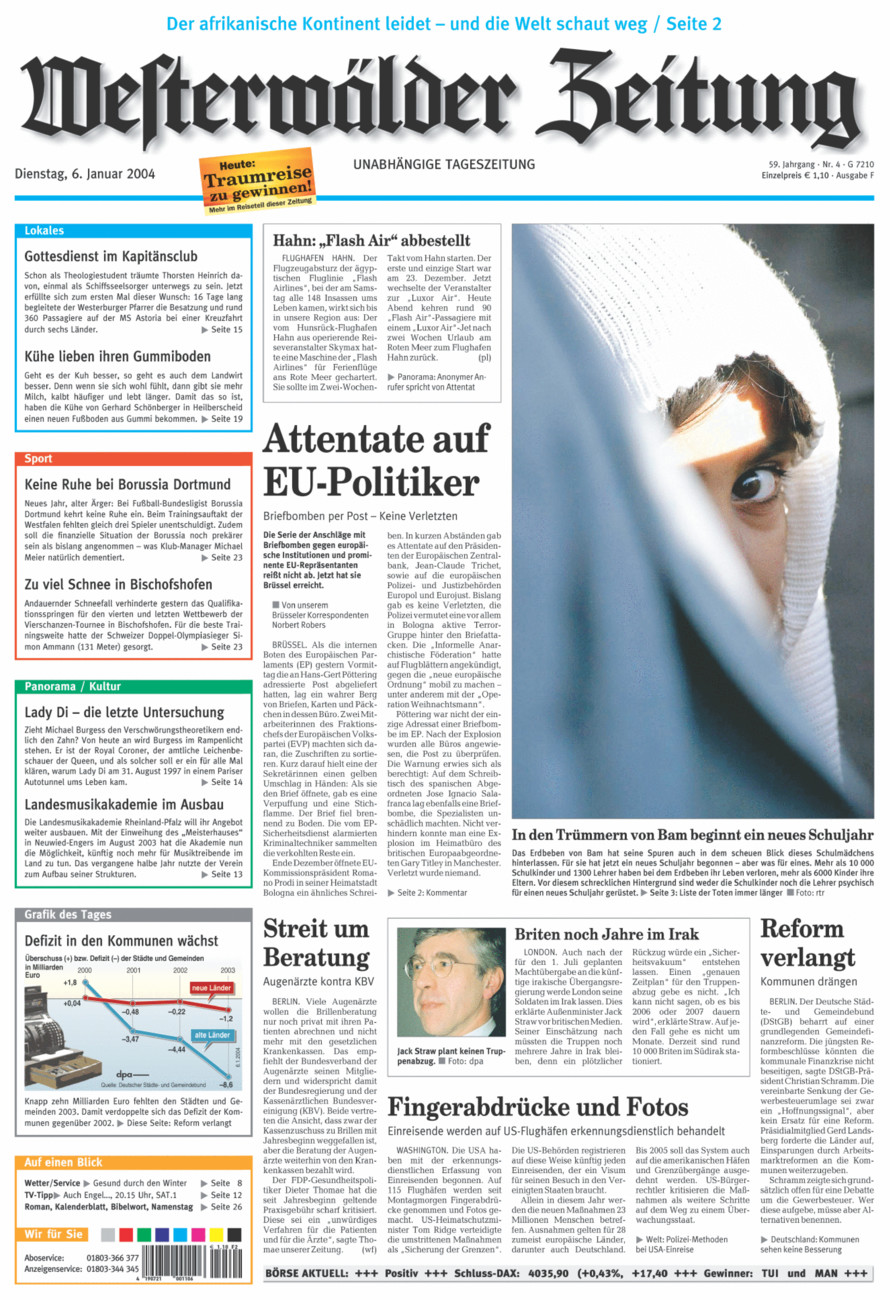 Westerwälder Zeitung vom Dienstag, 06.01.2004