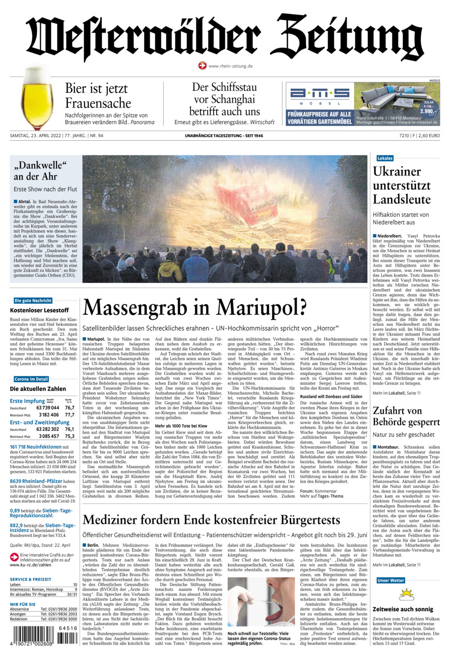 Westerwälder Zeitung vom Samstag, 23.04.2022