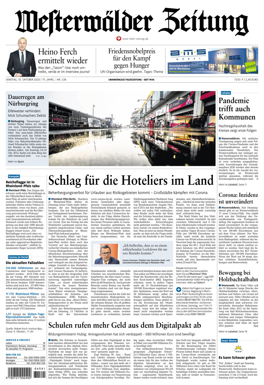 Westerwälder Zeitung vom Samstag, 10.10.2020