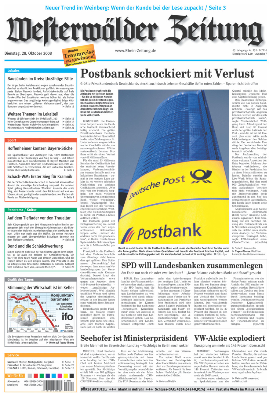 Westerwälder Zeitung vom Dienstag, 28.10.2008
