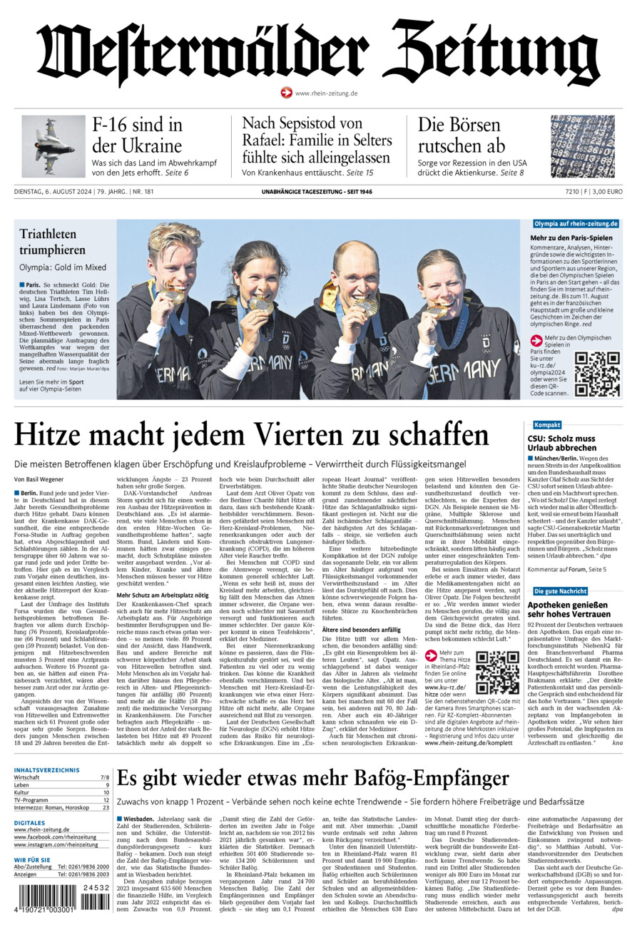 Westerwälder Zeitung vom Dienstag, 06.08.2024