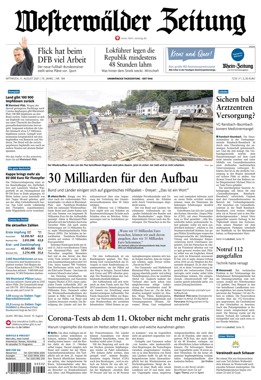 Westerwälder Zeitung vom Mittwoch, 11.08.2021