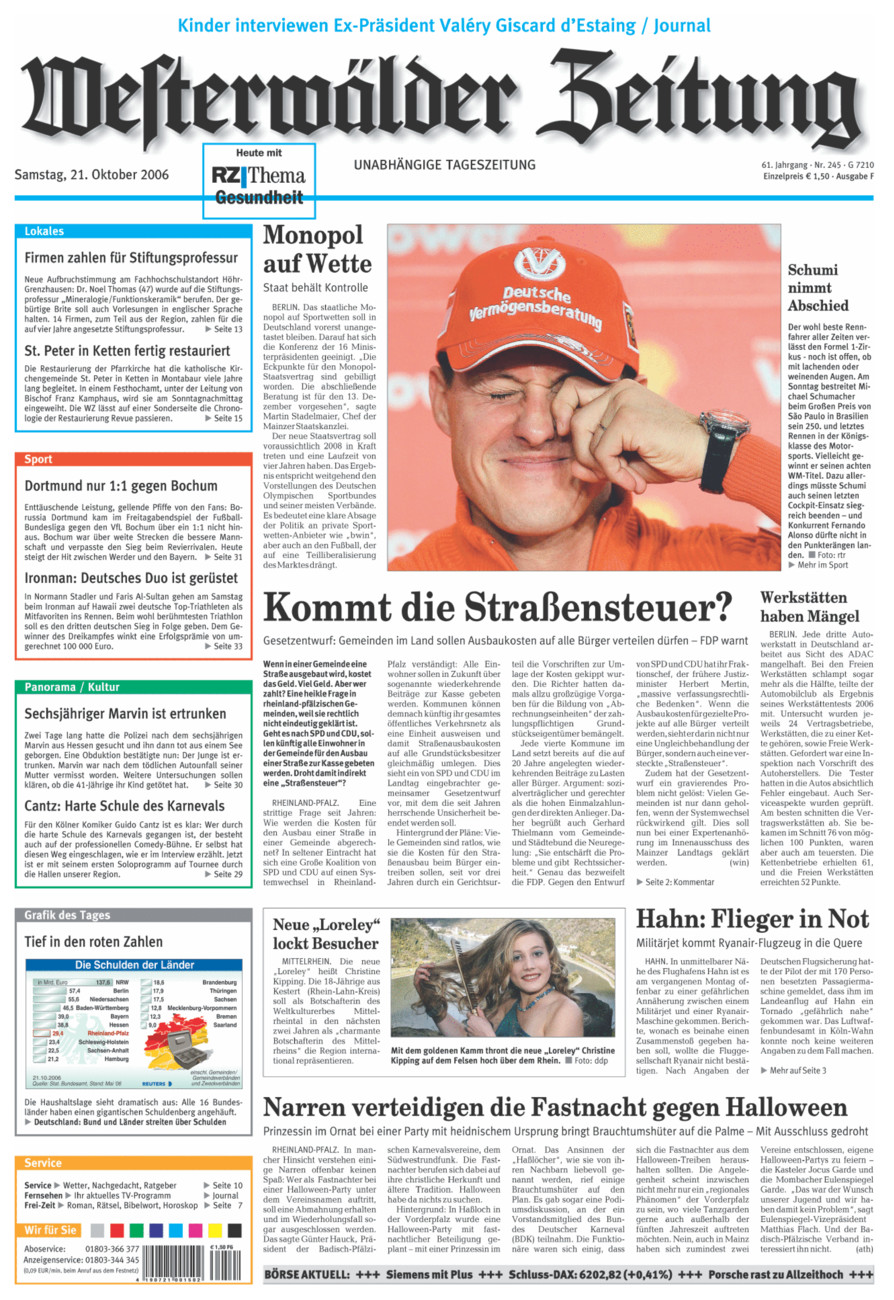 Westerwälder Zeitung vom Samstag, 21.10.2006
