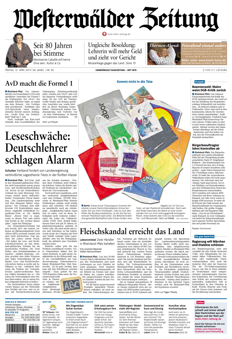Westerwälder Zeitung vom Freitag, 12.04.2013