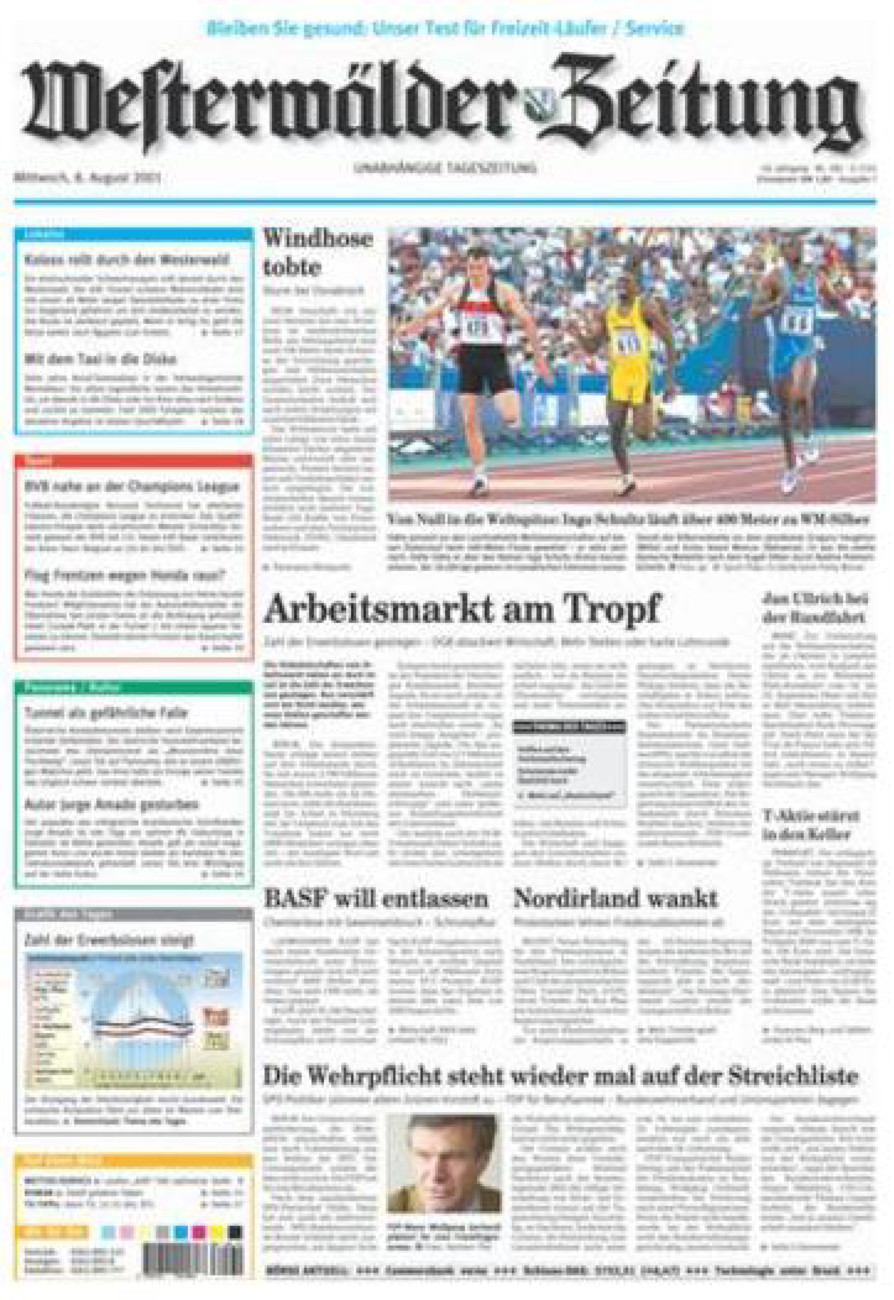 Westerwälder Zeitung vom Mittwoch, 08.08.2001
