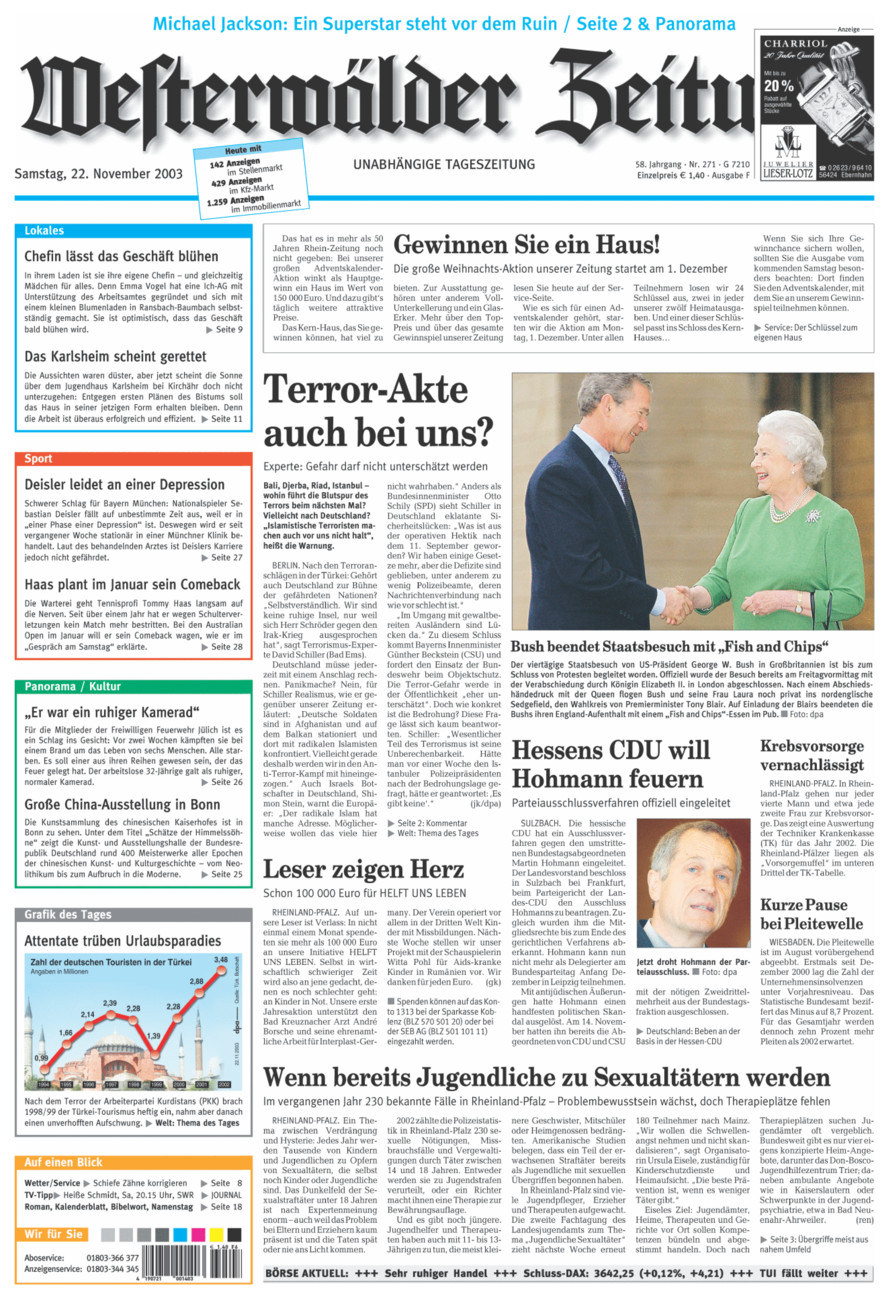 Westerwälder Zeitung vom Samstag, 22.11.2003