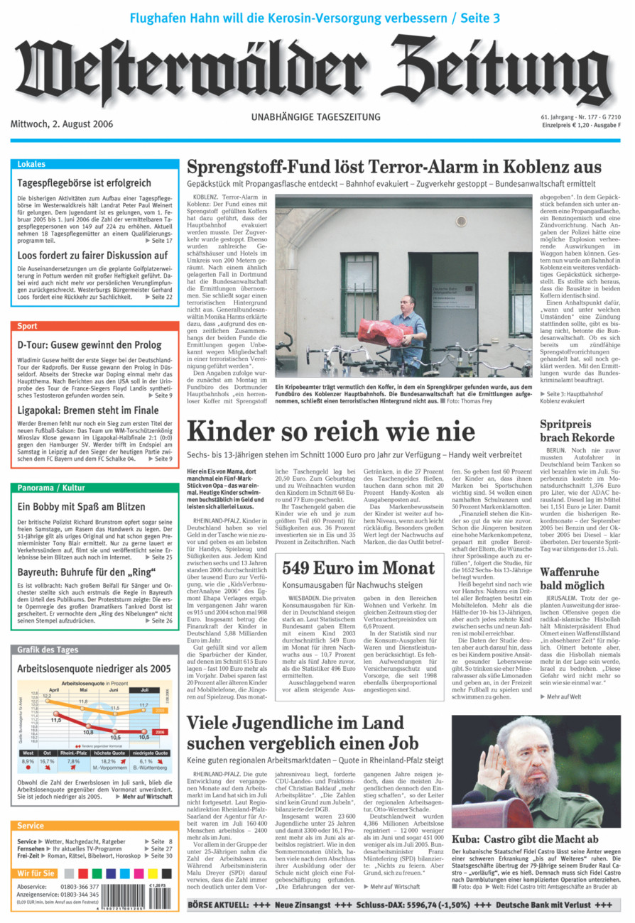 Westerwälder Zeitung vom Mittwoch, 02.08.2006