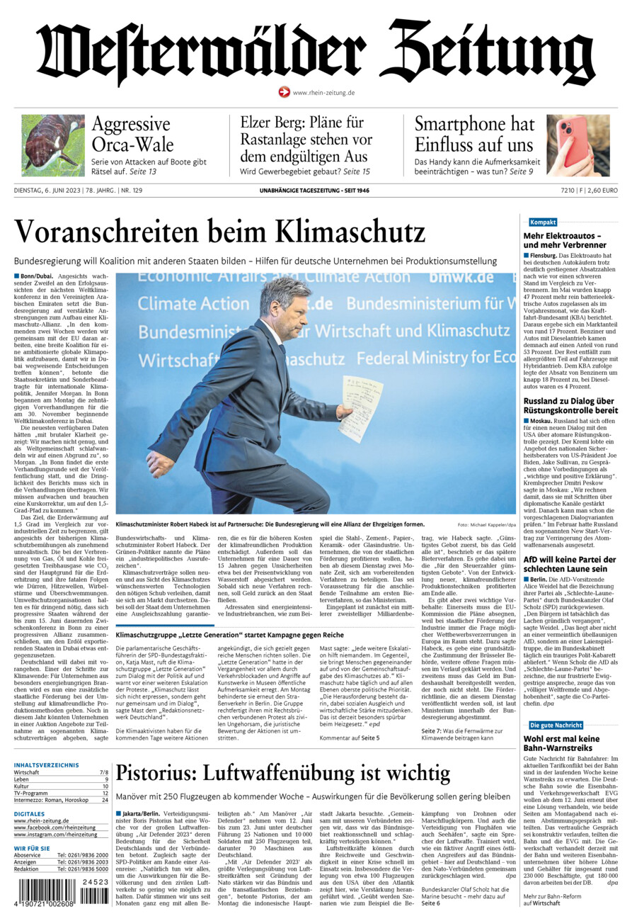 Westerwälder Zeitung vom Dienstag, 06.06.2023