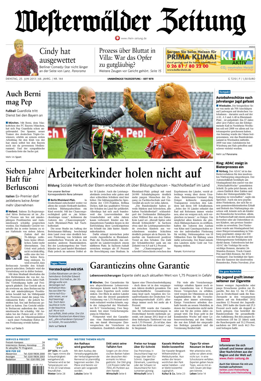 Westerwälder Zeitung vom Dienstag, 25.06.2013