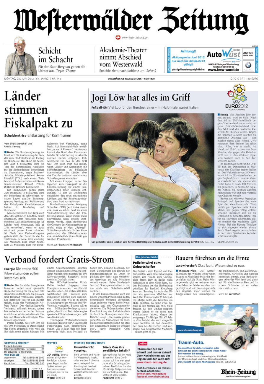Westerwälder Zeitung vom Montag, 25.06.2012
