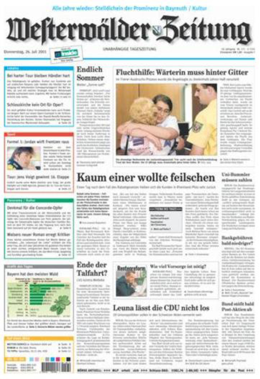 Westerwälder Zeitung vom Donnerstag, 26.07.2001