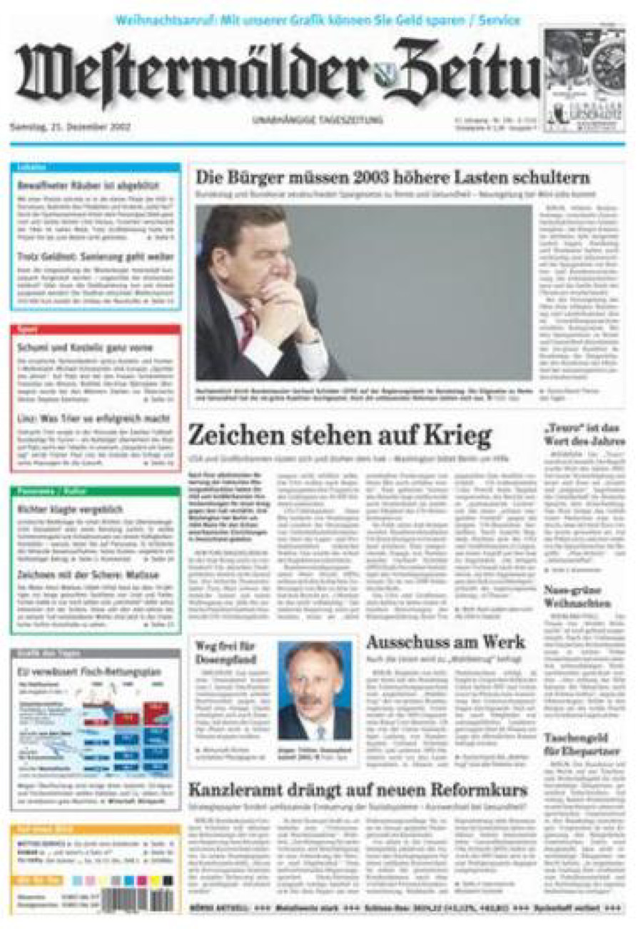 Westerwälder Zeitung vom Samstag, 21.12.2002