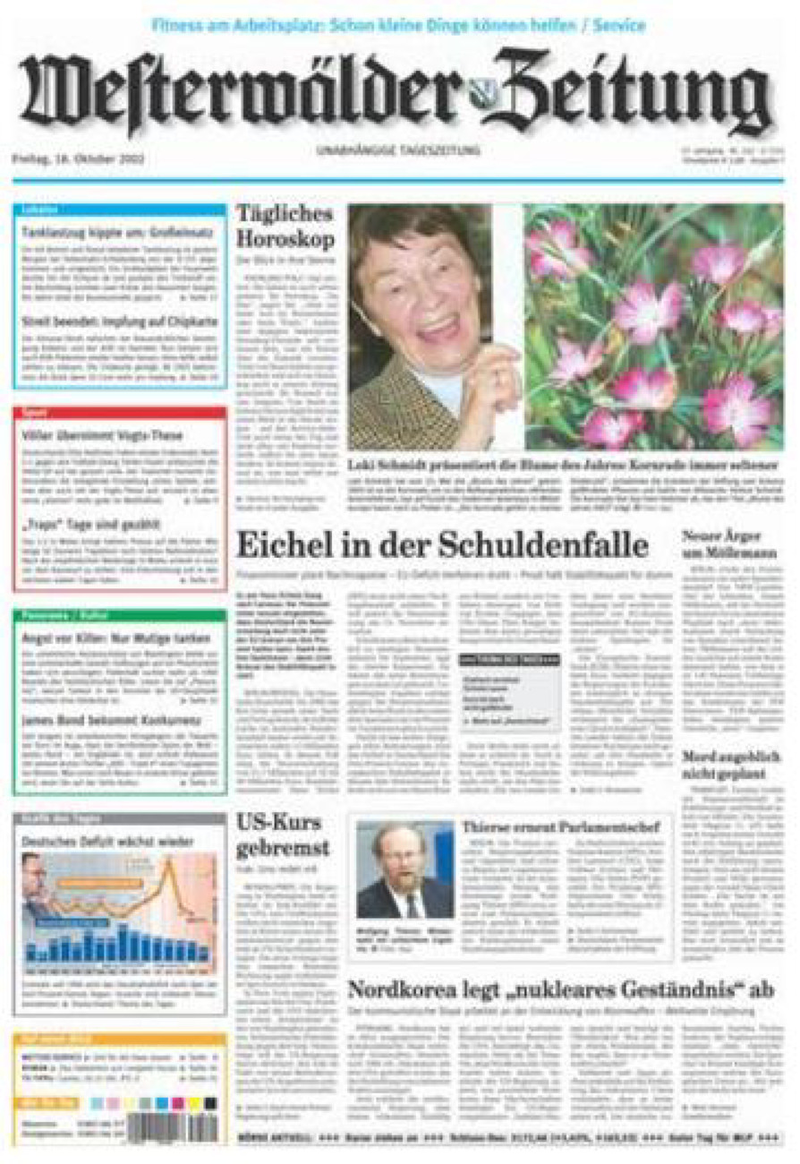 Westerwälder Zeitung vom Freitag, 18.10.2002