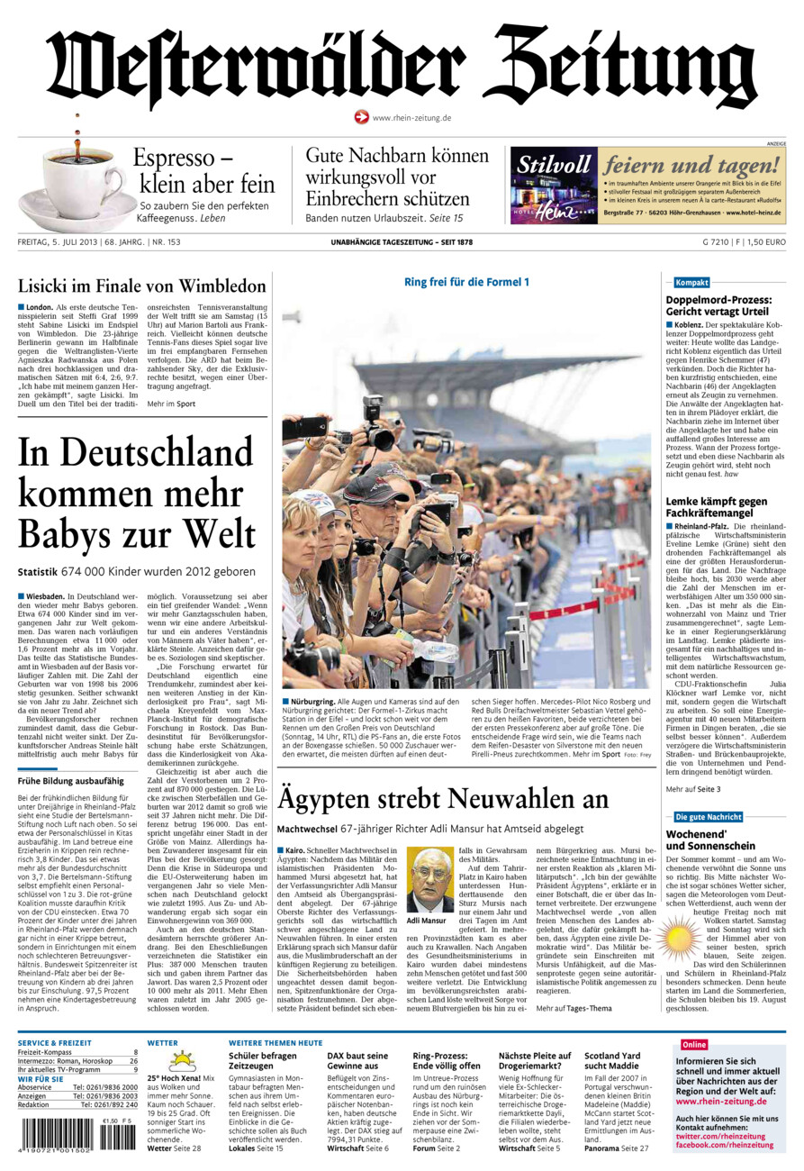Westerwälder Zeitung vom Freitag, 05.07.2013