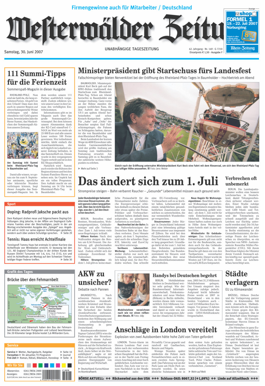 Westerwälder Zeitung vom Samstag, 30.06.2007