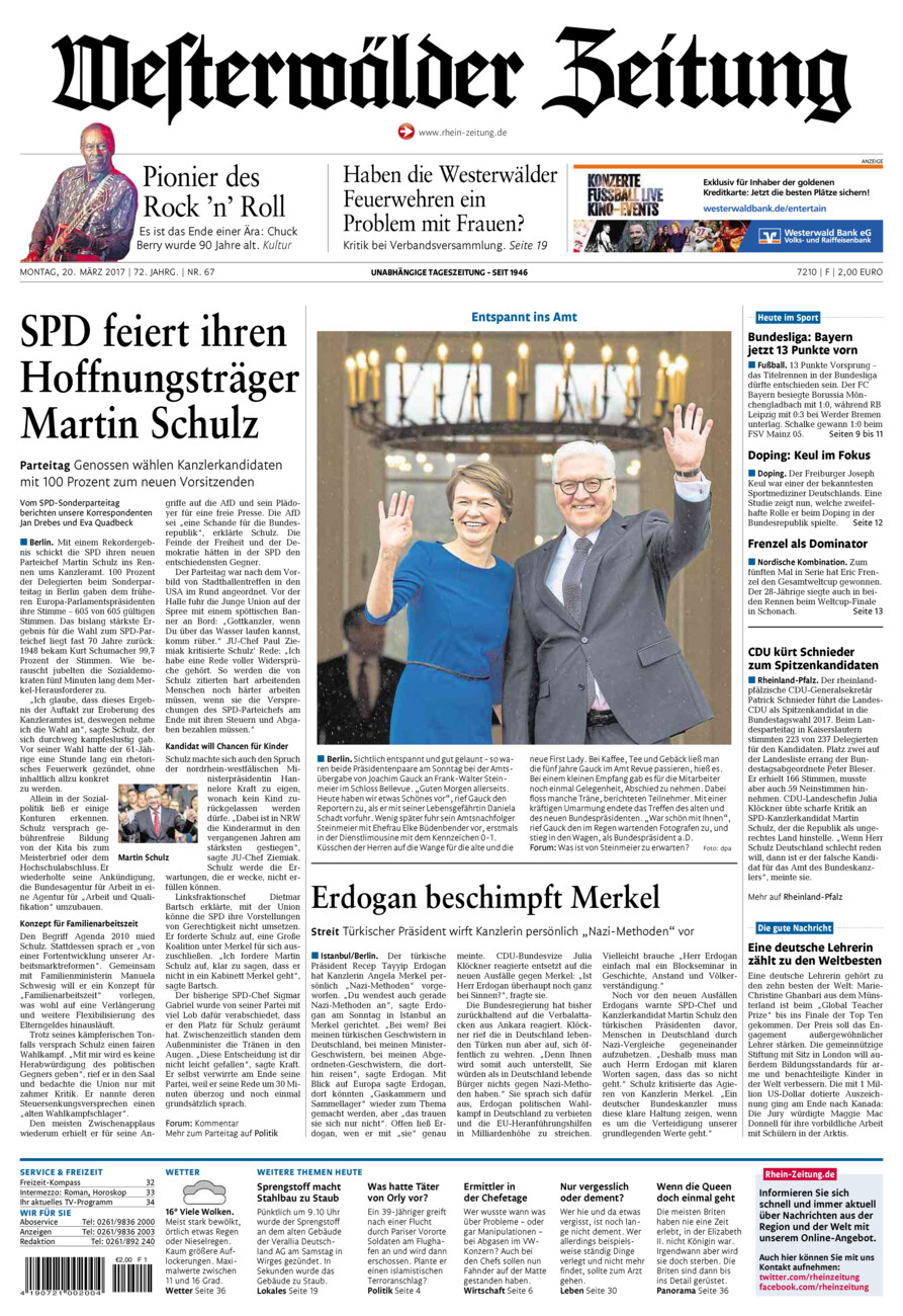 Westerwälder Zeitung vom Montag, 20.03.2017