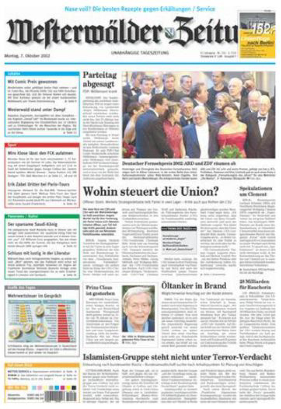 Westerwälder Zeitung vom Montag, 07.10.2002