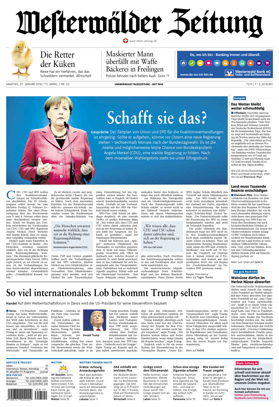 Westerwälder Zeitung vom Samstag, 27.01.2018