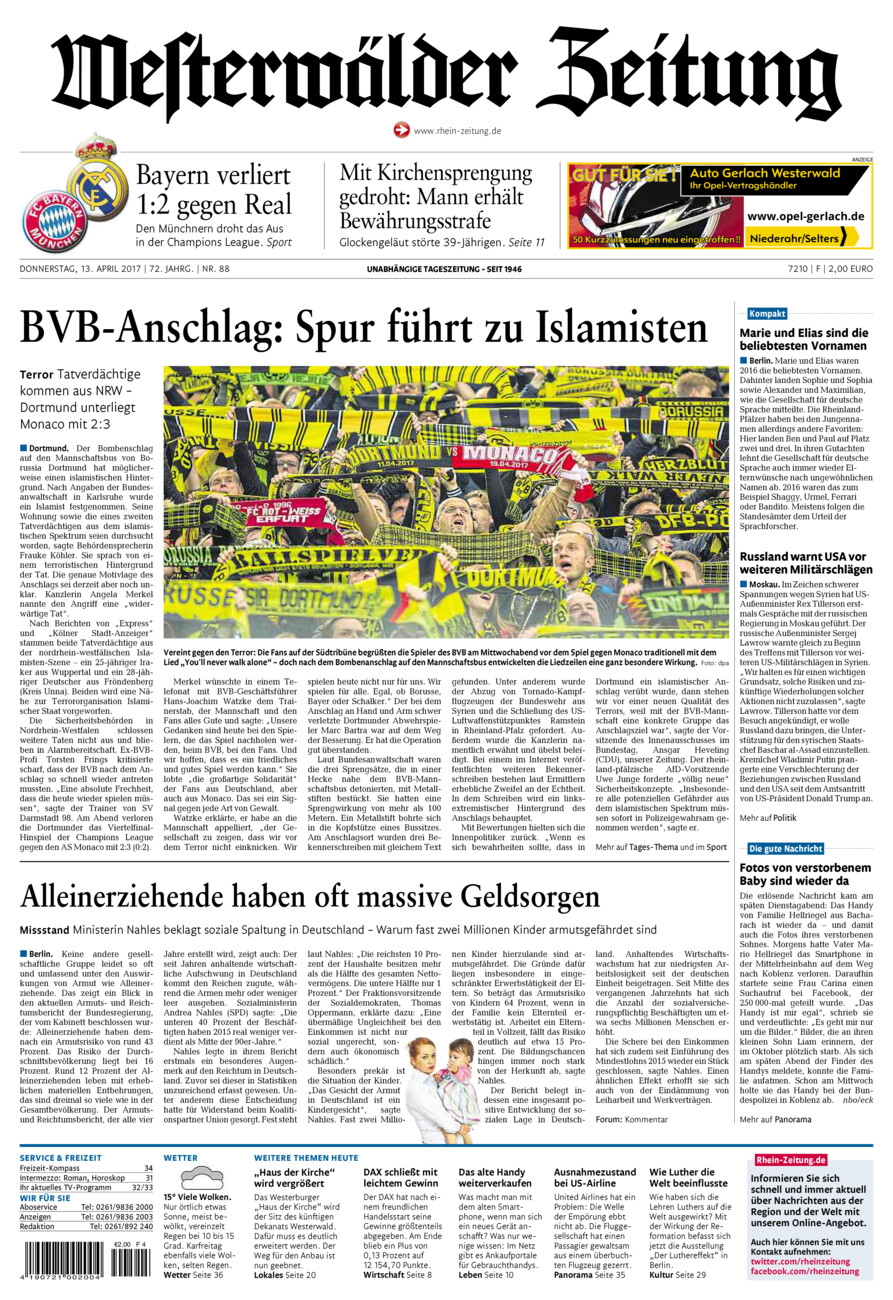 Westerwälder Zeitung vom Donnerstag, 13.04.2017