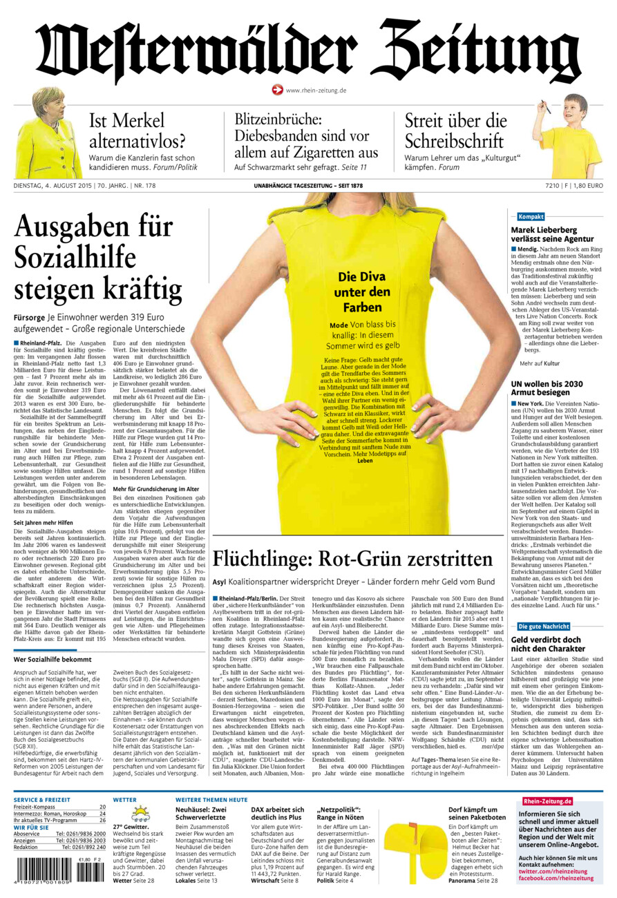 Westerwälder Zeitung vom Dienstag, 04.08.2015