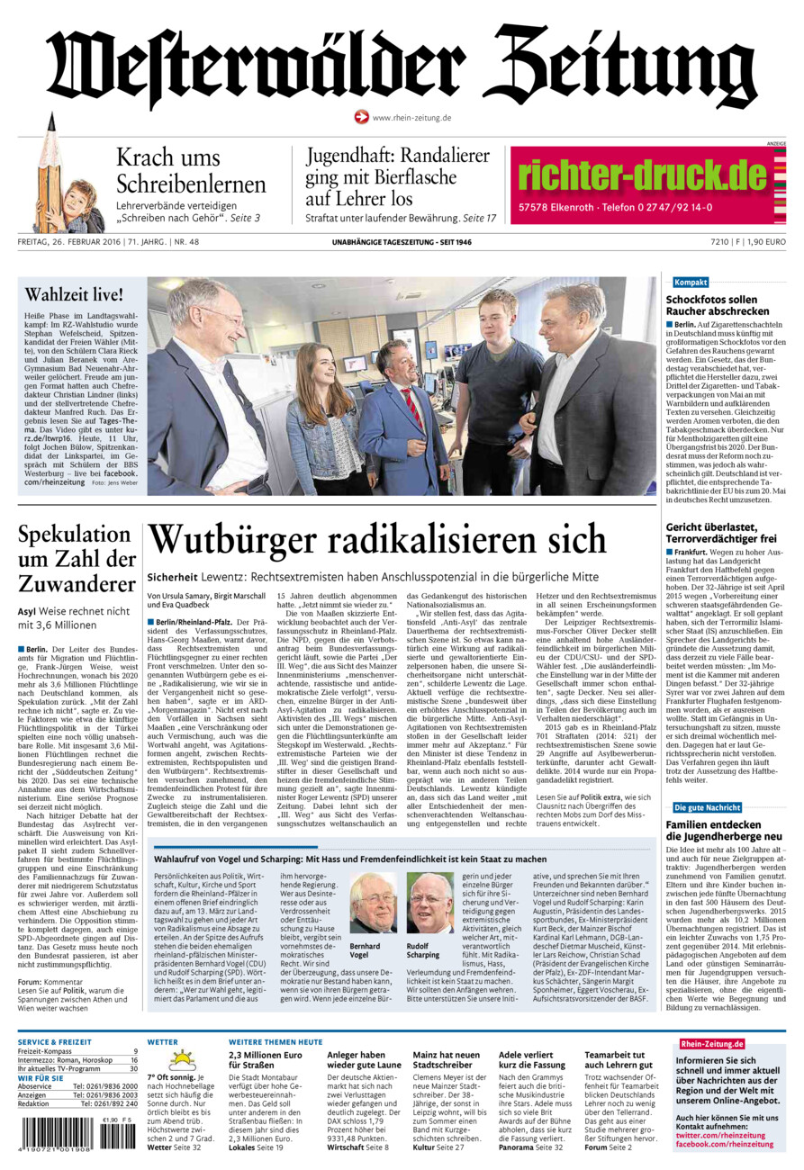 Westerwälder Zeitung vom Freitag, 26.02.2016