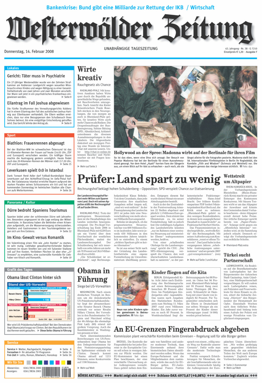 Westerwälder Zeitung vom Donnerstag, 14.02.2008