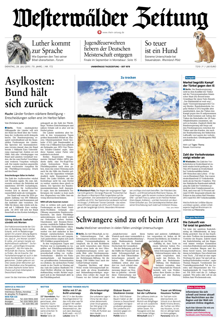 Westerwälder Zeitung vom Dienstag, 28.07.2015