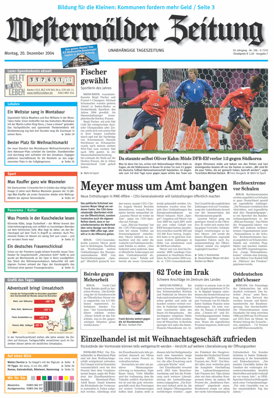 Westerwälder Zeitung vom Montag, 20.12.2004