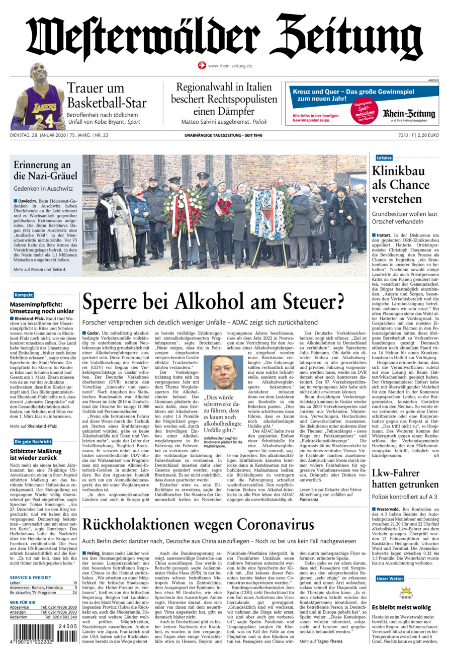 Westerwälder Zeitung vom Dienstag, 28.01.2020
