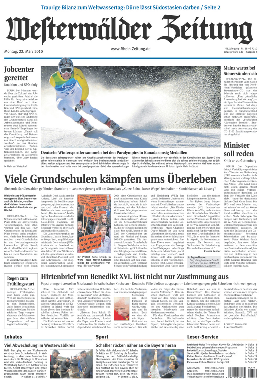 Westerwälder Zeitung vom Montag, 22.03.2010