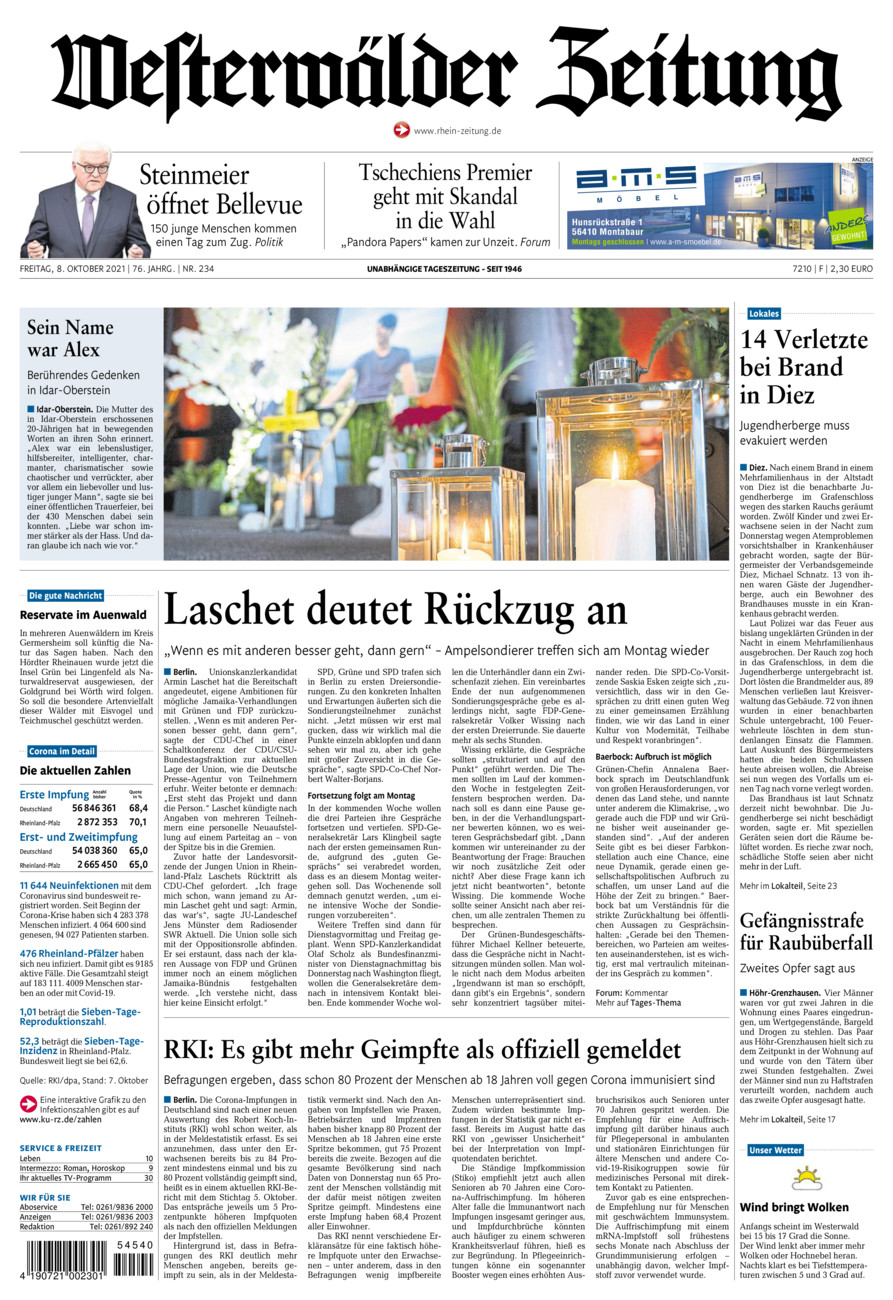 Westerwälder Zeitung vom Freitag, 08.10.2021