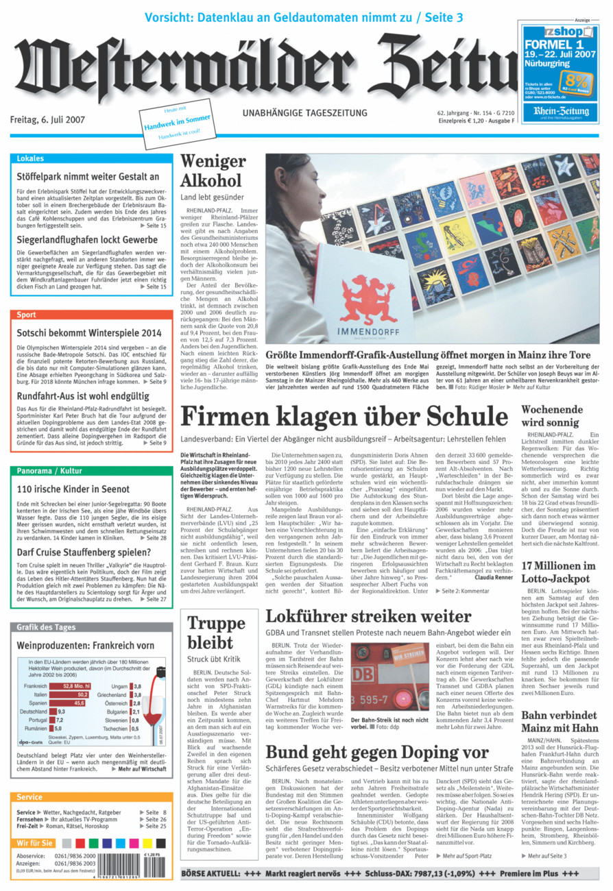 Westerwälder Zeitung vom Freitag, 06.07.2007