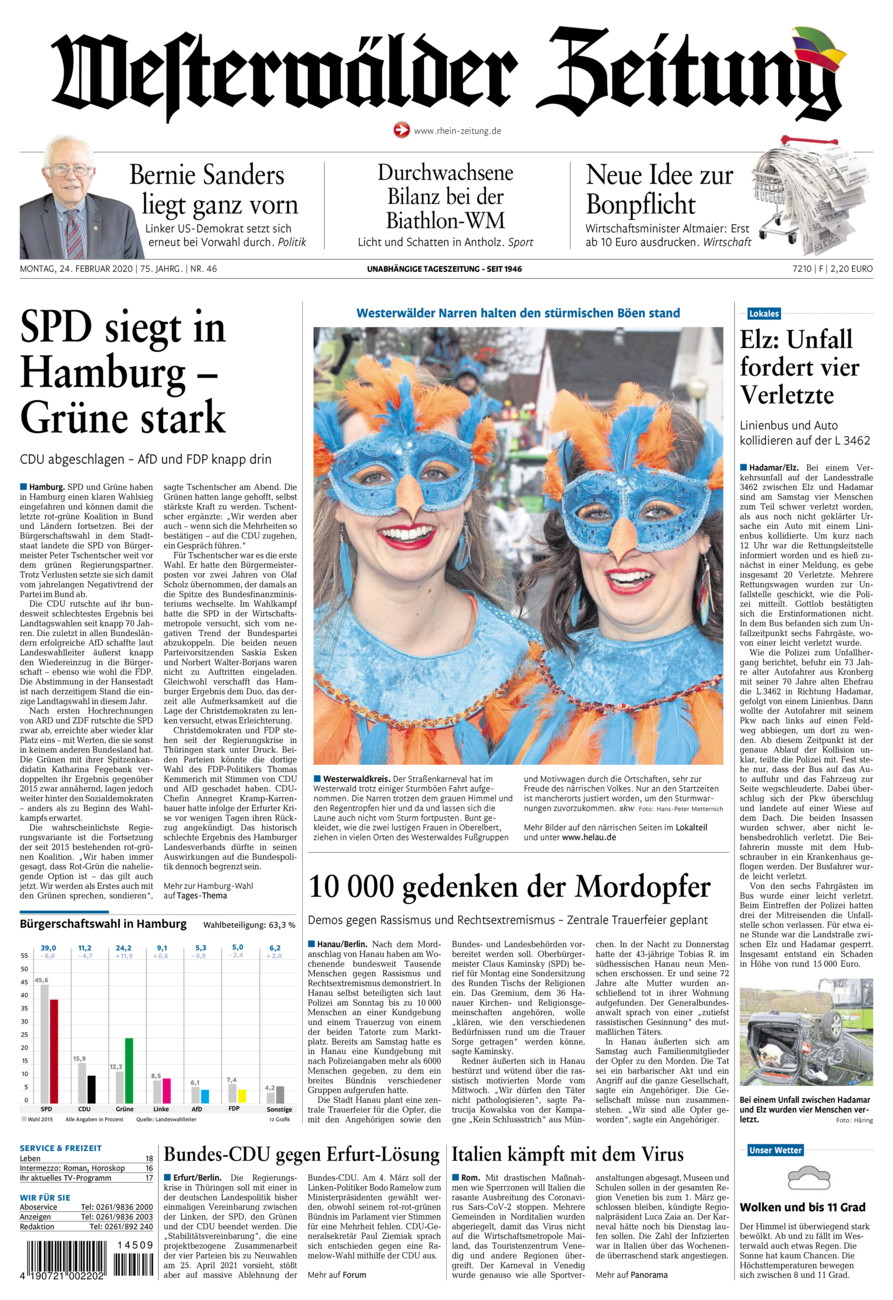 Westerwälder Zeitung vom Montag, 24.02.2020