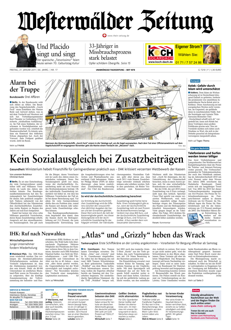 Westerwälder Zeitung vom Freitag, 21.01.2011