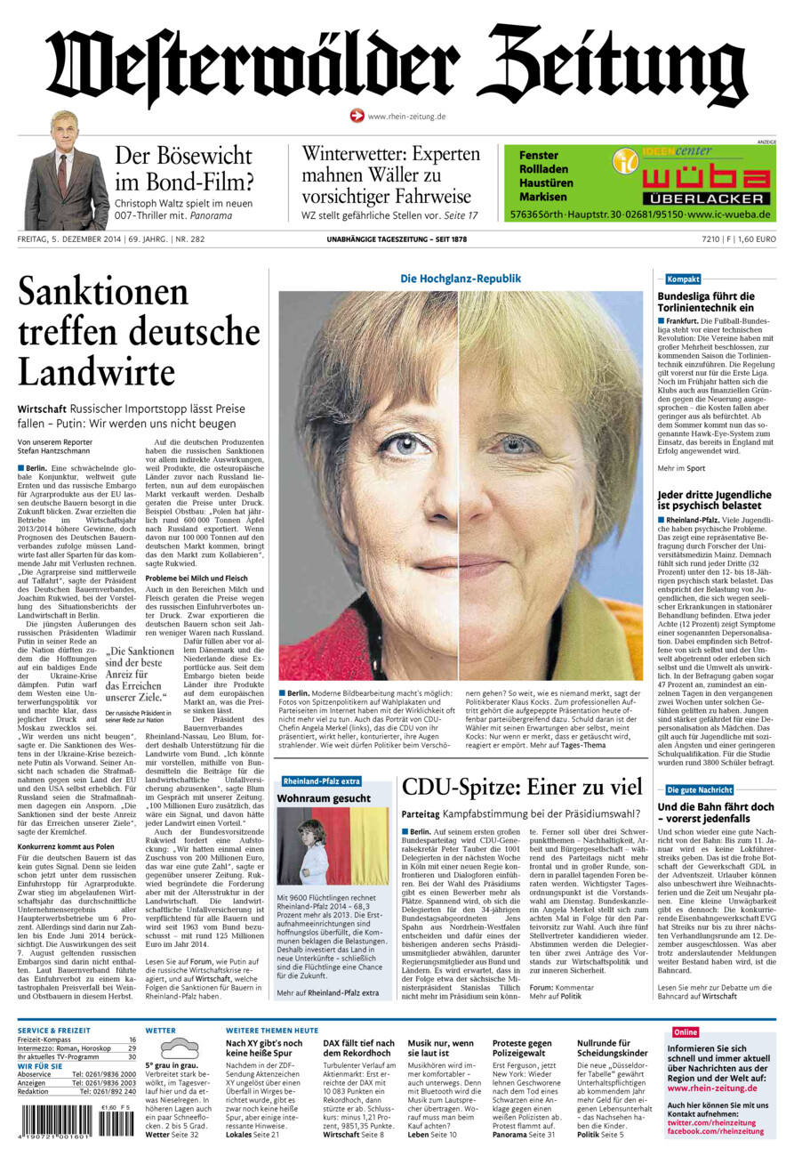 Westerwälder Zeitung vom Freitag, 05.12.2014