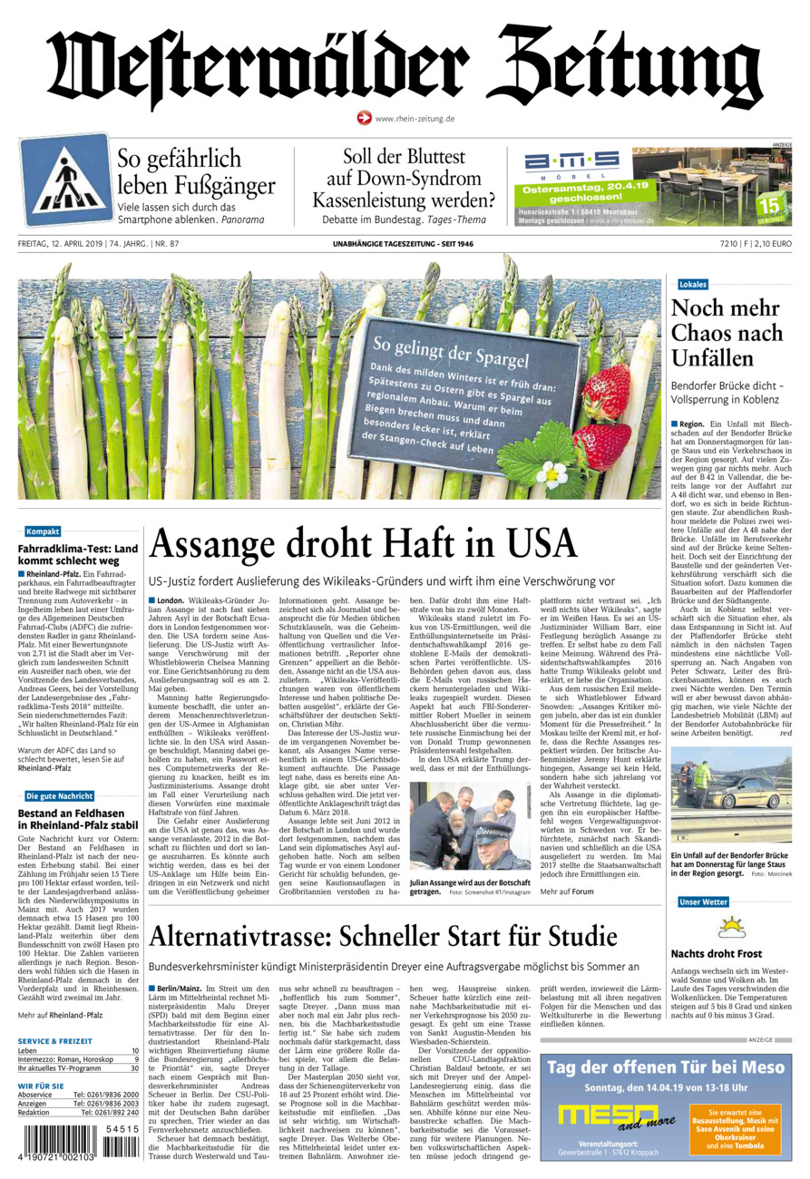 Westerwälder Zeitung vom Freitag, 12.04.2019