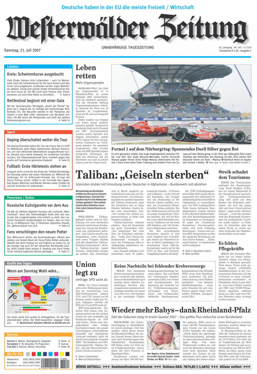 Westerwälder Zeitung vom Samstag, 21.07.2007